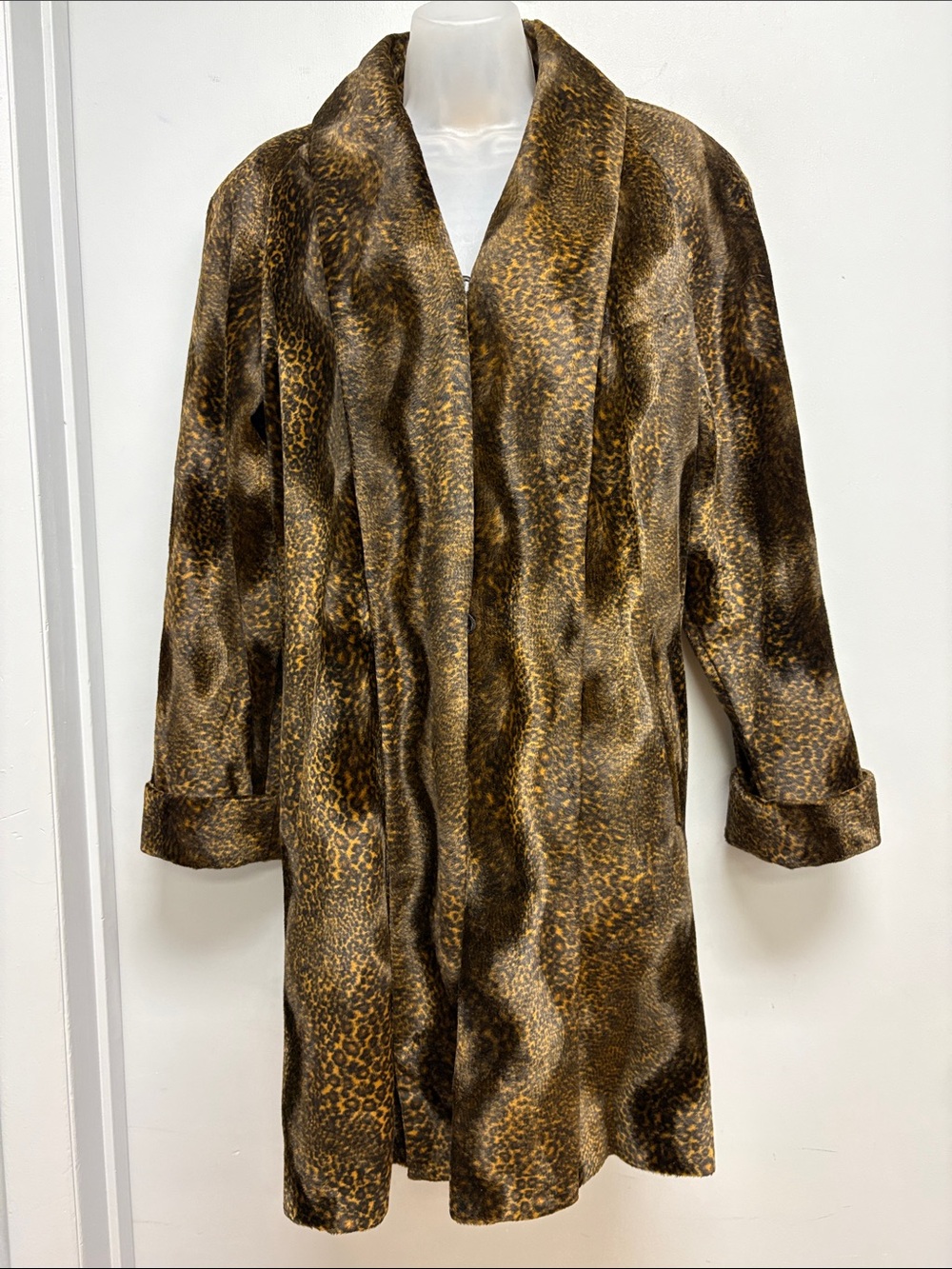 Cache Leopard Print Faux Fur Coat Jacket Made in USA Medium